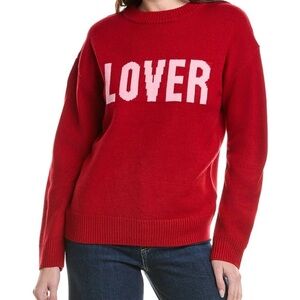 J for Justify Red ‘LOVER’ Sweater  Size L Crewneck Knit Pullover RN123271 D-21